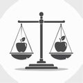 Balanced Scale with Apples Vector Icon Royalty Free Stock Photo