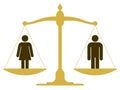 Balanced scale with a man and woman