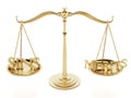 Balanced scale with sins and merits on two sides. 3D illustration Royalty Free Stock Photo