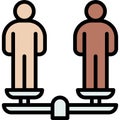 Balanced scale with two human icon, Protest related vector