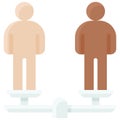 Balanced scale with two human icon, Protest related vector