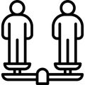 Balanced scale with two human icon, Protest related vector