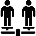 Balanced scale with two human icon, Protest related vector