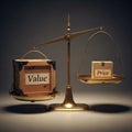 The contrast between perceived value and actual price illustrating Royalty Free Stock Photo