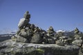 Balanced stack of stones at Eidfjorden, Norway Royalty Free Stock Photo