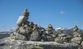 Balanced stack of stones at Eidfjorden, Norway Royalty Free Stock Photo