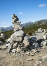 Balanced stack of stones at Eidfjorden, Norway Royalty Free Stock Photo