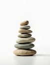 Balanced stack of stones isolated on white background. Pile of zen rocks symbolise stability and harmony. Abstract stone tower Royalty Free Stock Photo