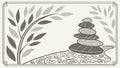 Balanced Stone Cairn Frame, Meditation & Harmony, vector design Generative AI Royalty Free Stock Photo