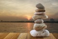 Balanced stone of pyramid for meditation.