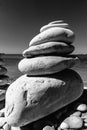 Balanced Stone Pyramid On Shore Of Sea Harmony And Balance Concept