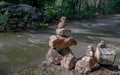 Balanced stone tower on walkway up the mountain Royalty Free Stock Photo