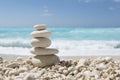 Balanced stones on a pebble beach Royalty Free Stock Photo