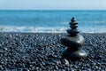 Balanced stones on Reynisfjara black beach, Iceland Royalty Free Stock Photo
