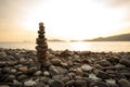 Balanced stones stack close up on sea Royalty Free Stock Photo