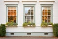 balanced windows with ivycovered walls on colonial home Royalty Free Stock Photo