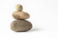Balanced zen stones pyramid over white Royalty Free Stock Photo