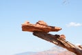 Balancing act - red bricks stacked on a dried bran Royalty Free Stock Photo