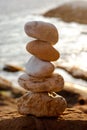 Balancing beach stones