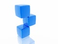 Stack of balancing blue cubes