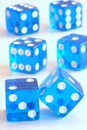 Balancing blue dice Royalty Free Stock Photo