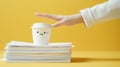 Balancing Coffee Cup on Papers.AI generated image Royalty Free Stock Photo