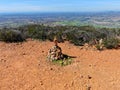 Balancing and concentration pile of rocks, pile of rocks made on the top of the mountain Royalty Free Stock Photo