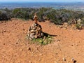 Balancing and concentration pile of rocks, pile of rocks made on the top of the mountain Royalty Free Stock Photo