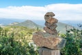 Zen pile of rocks made on the top of the mountain. California Royalty Free Stock Photo