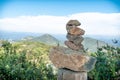 Zen pile of rocks made on the top of the mountain. California Royalty Free Stock Photo