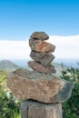 Zen pile of rocks made on the top of the mountain. California Royalty Free Stock Photo