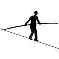 Balancing life concept Man walking on rope