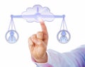 Balancing A Male And A Female Worker In The Cloud Royalty Free Stock Photo