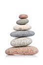 Balancing pyramid of stones isolated on white background Royalty Free Stock Photo