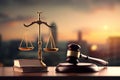 Balancing Real Estate Gavel of Justice and House Model in the Context of Laws and Taxes. created with Generative AI