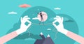 Balancing risk vector illustration. Business strategy tiny persons concept.