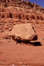 Balancing rock on tiny pedestal Royalty Free Stock Photo