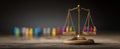 The Balancing Scales with Colorful Figurines Representing Justice and Equality.AI generated image Royalty Free Stock Photo