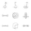 Balancing scooter icon set, outline style