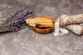 Balancing the soul.Cleansing kit, selenite stick. Magic crystals Royalty Free Stock Photo