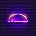 Balancing step platform for fitness neon icon. Glowing fitness sign. Sports concept