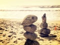 Balancing stone at the beach Royalty Free Stock Photo