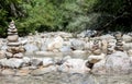 Balancing stones on the mountain river Royalty Free Stock Photo