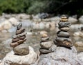 Balancing stones on the mountain river Royalty Free Stock Photo