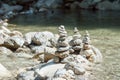 Balancing stones on the mountain river Royalty Free Stock Photo