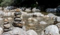 Balancing stones on the mountain river Royalty Free Stock Photo