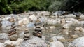 Balancing stones on the mountain river Royalty Free Stock Photo