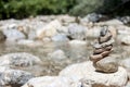 Balancing stones on the mountain river Royalty Free Stock Photo
