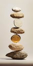 Balancing stones. Tower of pebble. Zen mediation concept. Generative AI