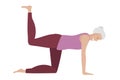 Balancing table yoga pose. Senior woman doing yoga. Cheerful positive mature woman in sportswear doing exercises